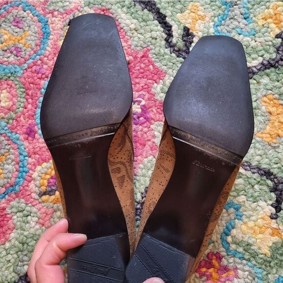 Paul Green Munchen Tooled Leather Block Heel Mules Austrian Made 7.5 - Picture 5 of 8